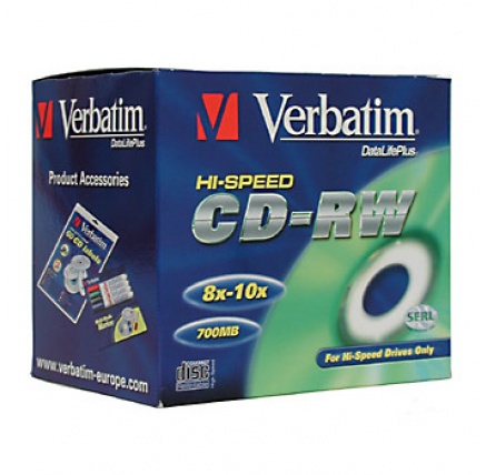 VERBATIM CD-RW(10-Pack)Jewel/High Speed/8x-12x/DLP/700MB