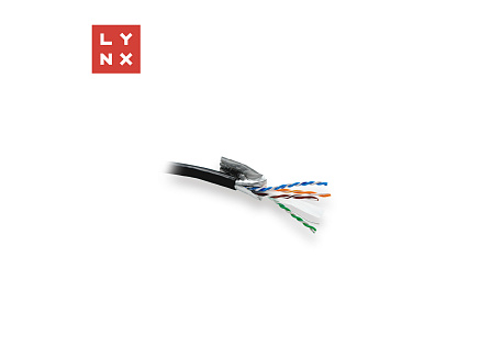 LYNX FTP kabel Cat6, PE (Fca), celoměděný, venkovní, černý, cívka 305m