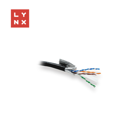 LYNX FTP kabel Cat6, PE (Fca), celoměděný, venkovní, černý, cívka 305m