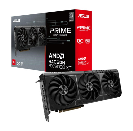 ASUS VGA AMD Radeon RX 9060 XT PRIME OC 16GB, RX 9060 XT, 16GB GDDR6, 2xDP, 1xHDMI