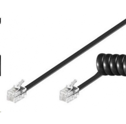 PremiumCord Kabel telefonní sluchátkový kroucený 4 žíly 2m - černý PremiumCord Kabel telefonní sluchátkový kroucený 4 žíly 2m - černý