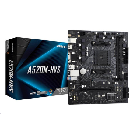 ASRock MB Sc AM4 A520M-HVS, AMD A520M, 2xDDR4, HDMI