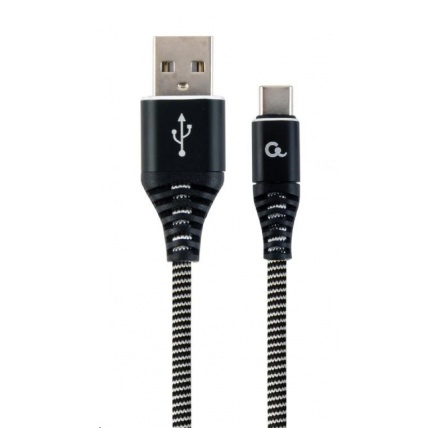 GEMBIRD Kabel USB 2.0 AM na Type-C kabel (AM/CM), 2m, opletený, černo-bílý, blister, PREMIUM QUALITY GEMBIRD Kabel USB 2.0 AM na Type-C kabel (AM/CM), 2m, opletený, černo-bílý, blister, PREMIUM QUALITY