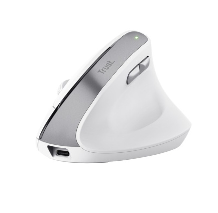 TRUST myš Bayo II Ergonomická vertikální myš, Bezdrátová, bílá
