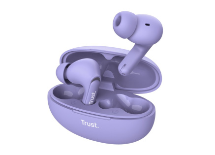 TRUST sluchátka Yavi, Bluetooth ENC, špunty, fialová