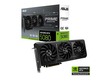 ASUS VGA NVIDIA GeForce RTX 5080 PRIME 16GB OC, 16GB GDDR7, 3xDP, 1xHDMI