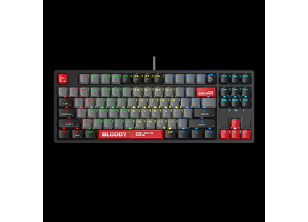 A4tech Bloody Klávesnice S87, herní klávesnice, mechanická, drátová, Red Switch, CZ/SK, Černá