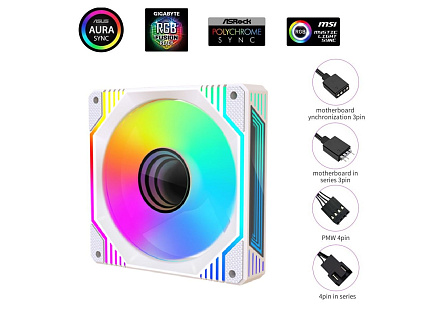 1stCOOL Ventilátor AURA EVO Mirror ARGB PWM, 120mm, bílá