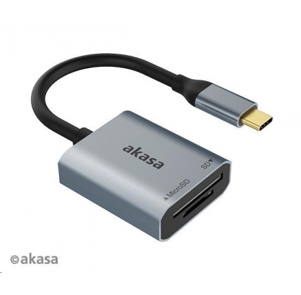 AKASA čtečka karet AK-CR-10BK (SD, microSD), externí, USB 3.2 Type-C