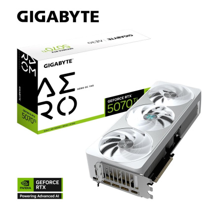 GIGABYTE VGA NVIDIA GeForce RTX 5070 Ti AERO OC 16G, 16G GDDR7, 3xDP, 1xHDMI