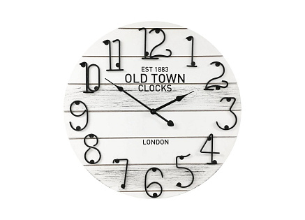 TechnoLine 776043 nástěnné hodiny, analogové, řízené krystalem, tichý chod, dřevo, bílá