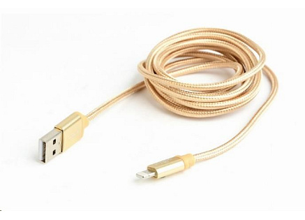 GEMBIRD Kabel USB 2.0 Lightning (IP5 a vyšší) nabíjecí a synchronizační kabel, opletený, 1,8m, zlatý, blister