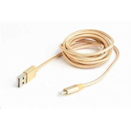 GEMBIRD Kabel USB 2.0 Lightning (IP5 a vyšší) nabíjecí a synchronizační kabel, opletený, 1,8m, zlatý, blister