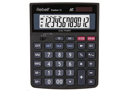 REBELL kalkulačka - Panther 12 - černá REBELL kalkulačka - Panther 12 - černá