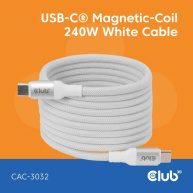 Club3D Kabel magnetický USB-C, 240W PD3.1, 480 Mbps, 2m, bílá