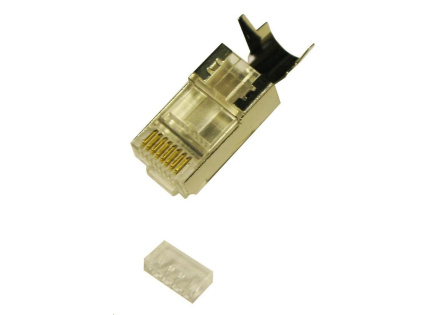 Konektor STP RJ45 (8p8c), Cat6A/Cat7, skládaný, drát (prodej po 10 ks) Konektor STP RJ45 (8p8c), Cat6A/Cat7, skládaný, drát (prodej po 10 ks)