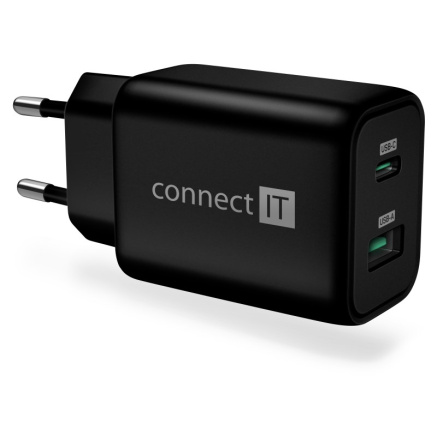 CONNECT IT Wanderer2 GaN nabíjecí adaptér 1×USB-C + 1xUSB-A, 33W PD, černá CONNECT IT Wanderer2 GaN nabíjecí adaptér 1×USB-C + 1xUSB-A, 33W PD, černá