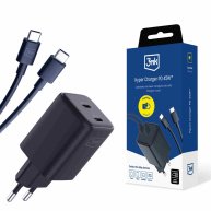 3mk síťová nabíječka Hyper Charger PD 45W+USB Cable C to C Black