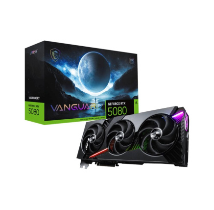 MSI VGA NVIDIA GeForce RTX 5080 16G VANGUARD SOC, RTX 5080, 16GB GDDR7, 3xDP, 1xHDMI MSI VGA NVIDIA GeForce RTX 5080 16G VANGUARD SOC, RTX 5080, 16GB GDDR7, 3xDP, 1xHDMI