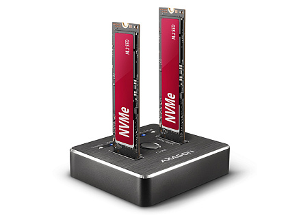 AXAGON ADSA-M2C, USB-C 3.2 Gen 2 -  2x M.2 NVMe SSD CLONE MASTER dokovací stanice