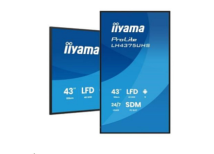 iiyama ProLite LH4375UHS-B2AG, 4K, USB, RS232, Ethernet, Wi-Fi, Android, kit (RS232), black