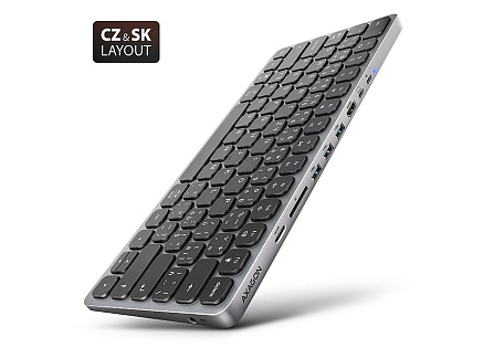 AXAGON HMC-KB-CS, USB 5Gbps hub s CZ/SK klávesnicí, HDMI 4K/60Hz, 3x USB-A, SD/mSD, audio, PD 100W, kabel USB-C 60cm AXAGON HMC-KB-CS, USB 5Gbps hub s CZ/SK klávesnicí, HDMI 4K/60Hz, 3x USB-A, SD/mSD, audio, PD 100W, kabel USB-C 60cm