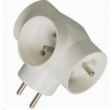 PREMIUMCORD Roztrojka 230V 10A, 3x zásuvka kulatá, bílá PREMIUMCORD Roztrojka 230V 10A, 3x zásuvka kulatá, bílá