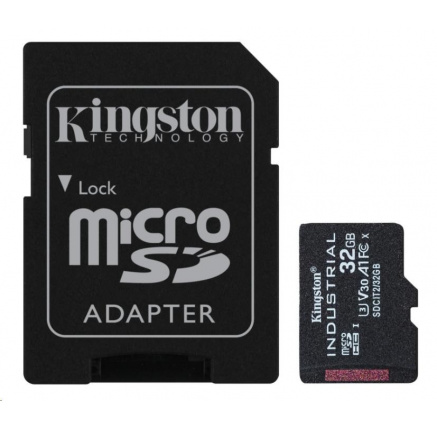 Kingston MicroSDHC karta 32GB Industrial C10 A1 pSLC Card + SD Adapter Kingston MicroSDHC karta 32GB Industrial C10 A1 pSLC Card + SD Adapter
