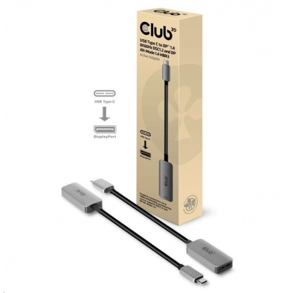 Club3D Adaptér aktivní USB-C na DisplayPort 1.4, 8K60Hz DSC1.2 HDR HBR3 Club3D Adaptér aktivní USB-C na DisplayPort 1.4, 8K60Hz DSC1.2 HDR HBR3