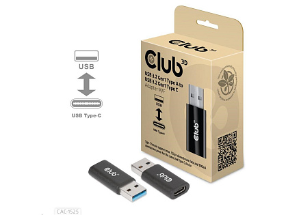 Club3D adaptér USB 3.2 Gen1 Type A na USB 3.2 Gen1 Type C (M/F), černá