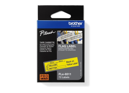BROTHER FLe-6511 předřezané štítky - černá na žluté, 21 mm šířka