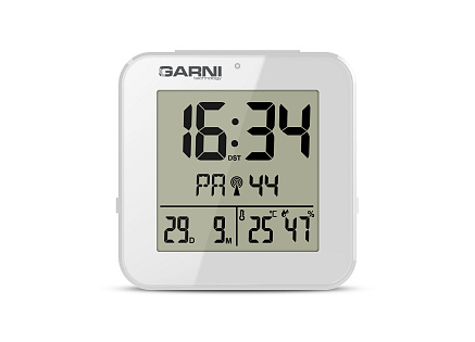 GARNI 138W - digitální budík s teploměrem a vlhkoměrem, bílá