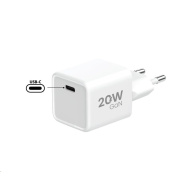 WG - Síťová nabíječka GaN 1x USB-C, PD 20W, 5V-9V-12V, bílá