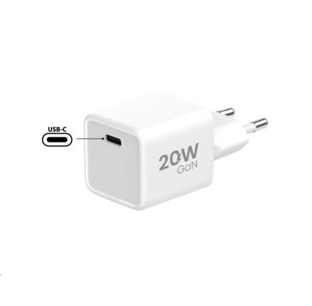 WG - Síťová nabíječka GaN 1x USB-C, PD 20W, 5V-9V-12V, bílá WG - Síťová nabíječka GaN 1x USB-C, PD 20W, 5V-9V-12V, bílá
