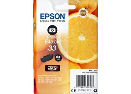 EPSON ink čer Singlepack "Pomeranč" Photo Black 33 Claria Premium Ink