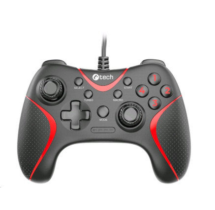 C-TECH gamepad Theon pro PC/PS3, 2 programovatelná makro tlačítka, 2x analog, X-input, vibrační, 1,8m kab C-TECH gamepad Theon pro PC/PS3, 2 programovatelná makro tlačítka, 2x analog, X-input, vibrační, 1,8m kab