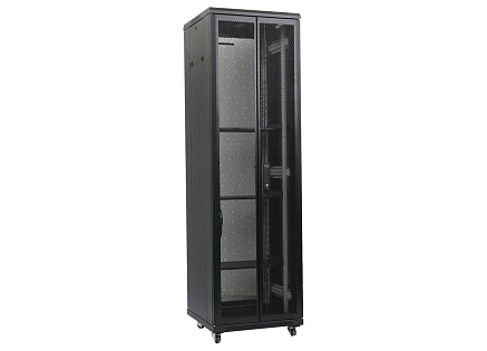 XtendLan 19" stojanový rozvaděč 42U 800x1000, nosnost 1000kg, perforované dveře i záda, kolečka, rozložený, černý