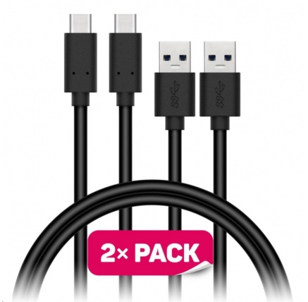 CONNECT IT Wirez USB-C (Type C) -> USB-A, USB 3.1 Gen 1, černý, 1 m (2 ks v balení)