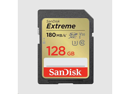 SanDisk SDXC karta 128GB Extreme (180 MB/s Class 10, UHS-I U3 V30)