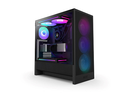 NZXT skříň H5 Flow RGB edition / 1x360 mm RGB core fan / 1x120mm / USB 3.0 / USB-C 3.1 / průhledná bočnice / mesh /černá