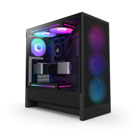 NZXT skříň H5 Flow RGB edition / 1x360 mm RGB core fan / 1x120mm / USB 3.0 / USB-C 3.1 / průhledná bočnice / mesh /černá