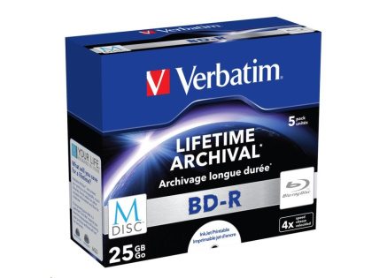 VERBATIM MDisc BD-R(5-pack)Jewel/4x/25GB