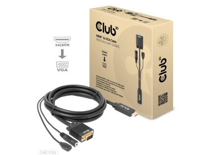 Club3D kabel HDMI na VGA, M/M, 28AWG, 2m