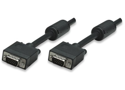 MANHATTAN kabel SVGA k monitoru s feritovými jádry, HD15 Male / HD15 Male, 3m, Black MANHATTAN kabel SVGA k monitoru s feritovými jádry, HD15 Male / HD15 Male, 3m, Black