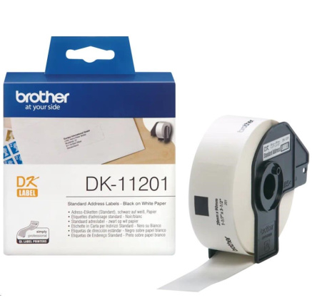 BAZAR - BROTHER DK-11201 Adresní štítky standart (400 ks) 29 mm x 90 mm - Poškozený obal (Komplet)