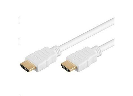 PremiumCord HDMI High Speed + Ethernet kabel,bílý, zlacené konektory, 0.5m