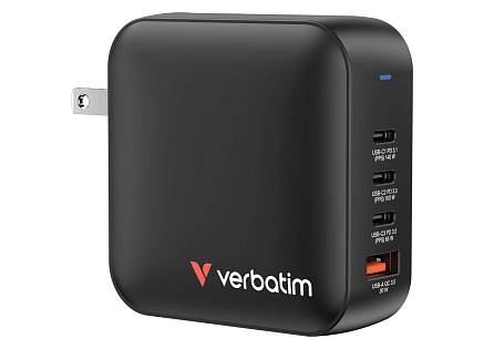 VERBATIM GaN Nabíječka Mini GaN 165W, 3xUSB-C, 1x USB-A, černá