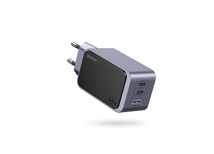 UGREEN síťová rychlonabíječka Nexode S 65W 3-Port, 2x USB-C,1x USB-A, GaN, stříbrná