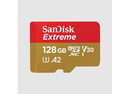 SanDisk micro SDXC karta 128GB Extreme (190 MB/s Class 10, UHS-I U3 V30) + adaptér