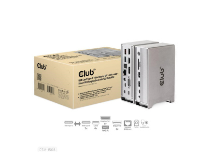 Club3D Dokovací stanice USB-C 12v1, 1xDP, 2xHDMI, 1xVGA, 2xUSB-C, 4xUSB, 1xRJ45, 1x3.5mm, šedá